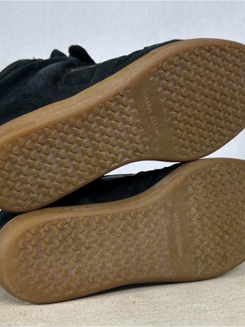 Isabel Marant Black Suede Hidden Wedge Velcro High-Top Sneakers with Gum Sole - Picture 5 of 6